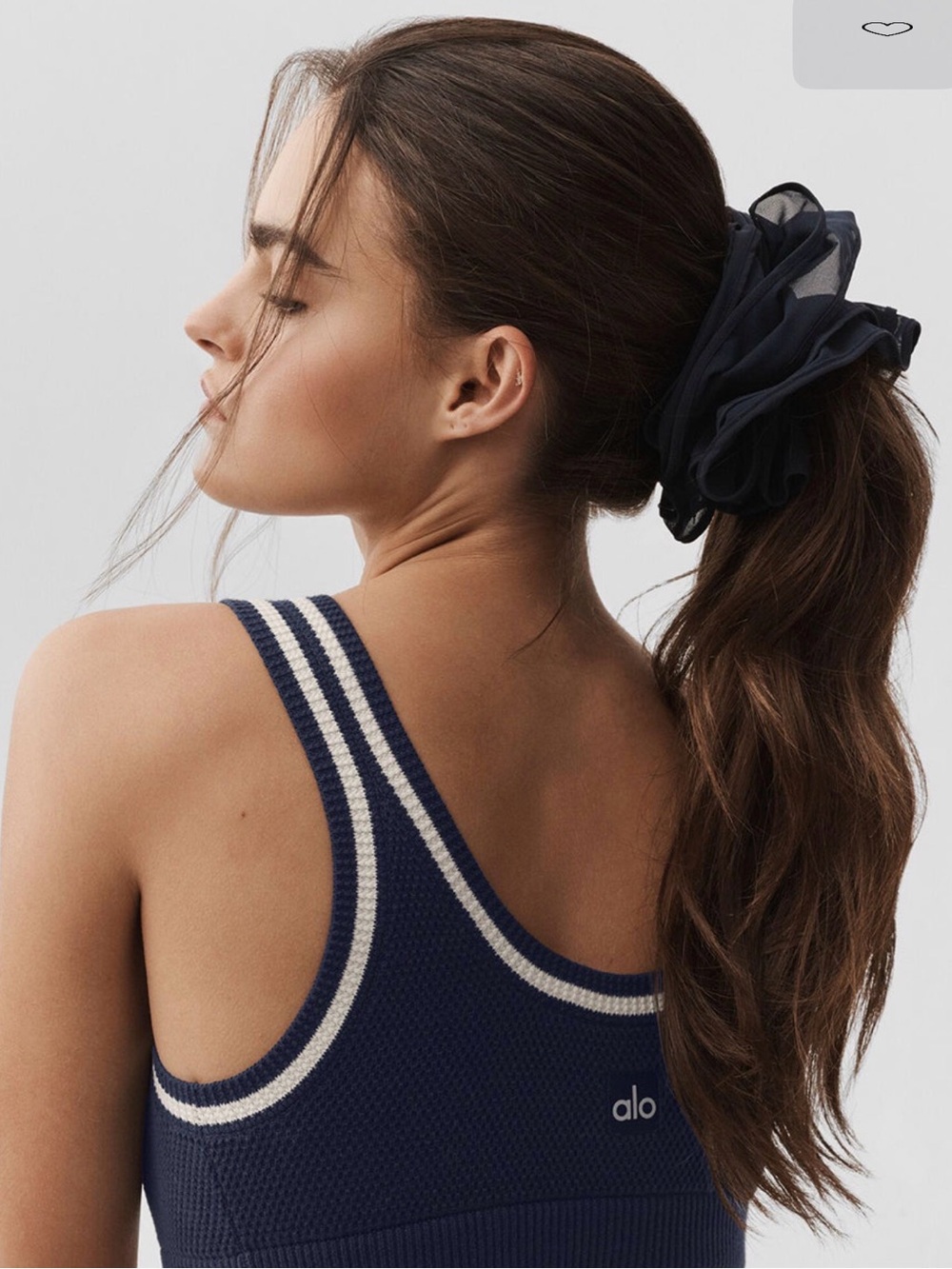 Alo Yoga Women’s Mesh Sweet Nothing Oversize Scrunchie in Navy.